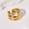 Wholesale PVD Coated Real Gold Plated 18K Gold Lines 304 Stainless Steel Modern Style Simple Style IG Style Waterproof Non Tarnish Open Rings