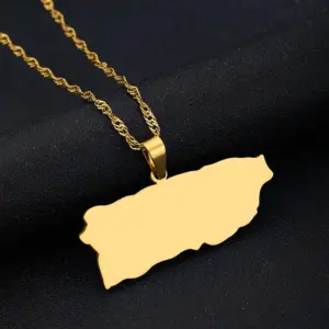Gold Puerto Rico Map Necklace