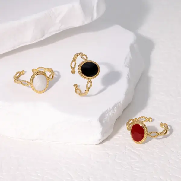 oly-8327e5f11ce4a19d7cd17e054cf0796a Wholesale PVD Coated Real Gold Plated 18K Gold Geometric 304 Stainless Steel Vintage Style Simple Style IG Style Waterproof Non Tarnish Open Rings