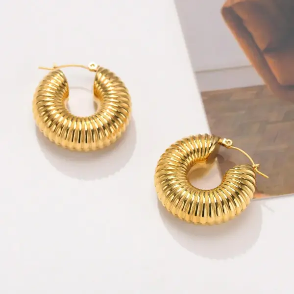 1 Pair Fashion Round Plating 201 Stainless Steel Gold Plated Stainless Steel Earrings