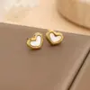 304 Stainless Steel Plastic Heart Shape Ion Plating (IP) 18K Gold Plated Cute French Style Classic Style Waterproof Non Tarnish O-shaped Chain Earrings Necklace Jewelry Set