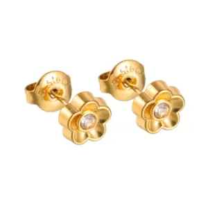 Single Rhinestone Flower Ear Studs 926