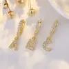 Fashion Letter Copper Plating Zircon Drop Earrings 1 Piece