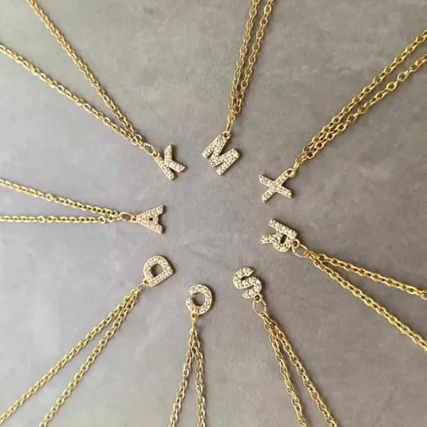 Wholesale PVD Coated Real Gold Plated Letter Stainless Steel Titanium Steel Waterproof Non Tarnish 304 Stainless Steel Pendant Necklace