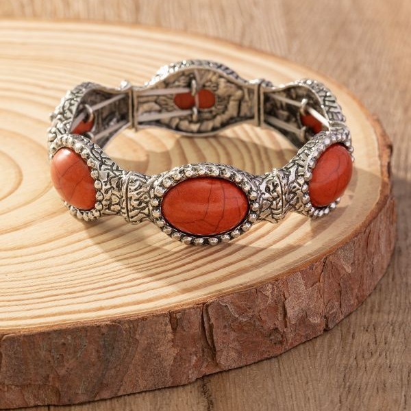 Wholesale Europe and the United States cross-border new bohemian style new simple fashion oval pattern turquoise environmental protection bracelet
