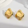 Wholesale Electroplating Golden Plated Irregular Square Leaves 304 Stainless Steel Casual Simple Style Polishing Plating Earrings