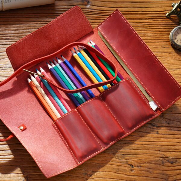 oly-83418fecf57adfd2ecf244c1d3ca284f Wholesale Top layer cowhide pen curtain crazy horse leather pencil case retro pencil case