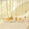 Wholesale PVD Coated 18K Gold Real Gold Plated Water Droplets Heart Shape 304 Stainless Steel Simple Style Waterproof Non Tarnish 304 Stainless Steel Necklace