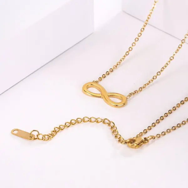Wholesale PVD Coated Real Gold Plated 18K Gold Infinity 304 Stainless Steel Simple Style Waterproof Non Tarnish 304 Stainless Steel Necklace