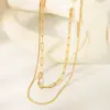 Wholesale 201 Stainless Steel Solid Color PVD Coated Real Gold Plated 18K Gold Modern Style Simple Style Streetwear Waterproof Non Tarnish Cable Chain Lobster Trigger Clasp Closure Gold Silver Double Layer Necklaces