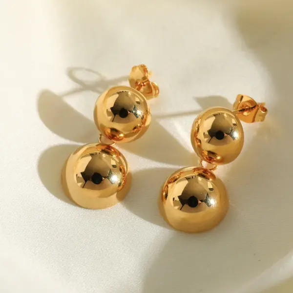 PVD Coated Real Gold Plated 14K Gold Solid Color 304 Stainless Steel Simple Style Solid Color Waterproof Non Tarnish Drop Earrings