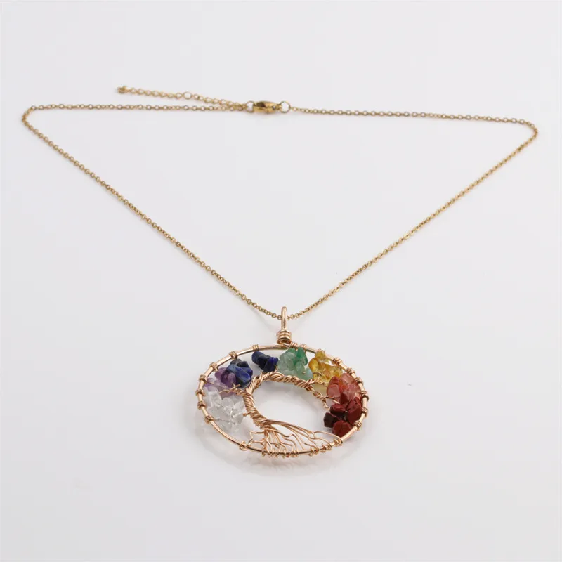 Wholesale Fashion Tree Life Tree Alloy Natural Stone Natural Stone Necklace In Bulk
