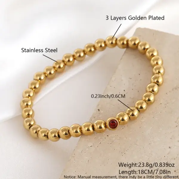 Wholesale Simple Style Commute Round 304 Stainless Steel Beaded Chain Bracelets In Bulk