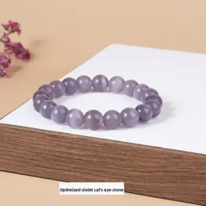 Optimized Violet Cat's Eye Stone Bracelet / Diameter 6.1-6.8mm (about 30-32 Pieces)