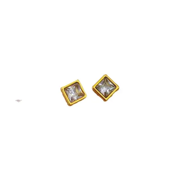 Wholesale PVD Coated Real Gold Plated Square Titanium Steel Simple Style Waterproof Non Tarnish Ear Studs