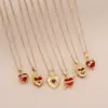 Ion Plating (IP) Real Gold Plated Heart Shape 304 Stainless Steel Zircon Cute Romantic Waterproof Non Tarnish 304 Stainless Steel Lobster Trigger Clasp Closure Pendant Necklace
