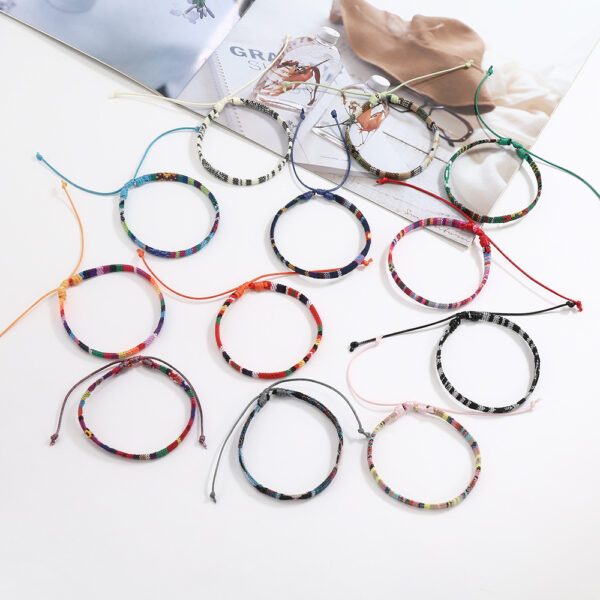 Wholesale Colorful Bohemian Cotton and Linen Braided Bracelet