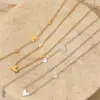 Real Gold Plated 304 Stainless Steel 316 Stainless Steel PVD Coated No Inlaid Heart Shape Waterproof Non Tarnish Modern Style Simple Style Bracelets Anklet Necklace For Women's