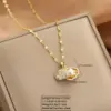 304 Stainless Steel Plastic Shell Ion Plating (IP) Acrylic 18K Gold Plated Beach Simple Style Waterproof Non Tarnish Pendant Necklace