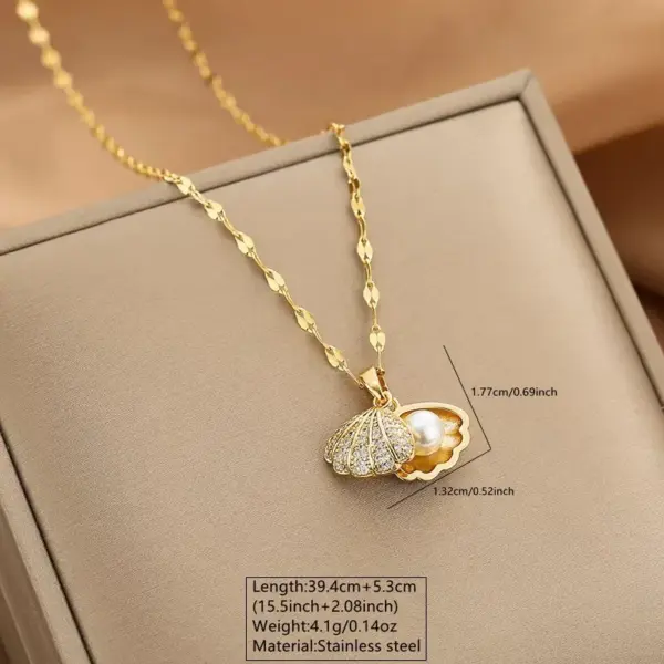 304 Stainless Steel Plastic Shell Ion Plating (IP) Acrylic 18K Gold Plated Beach Simple Style Waterproof Non Tarnish Pendant Necklace