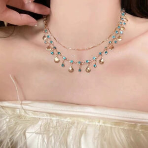 Blue zircon necklace l0003x