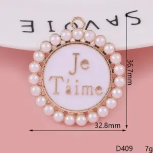 D409 Pearl Ring Letter White / Diy Ornament