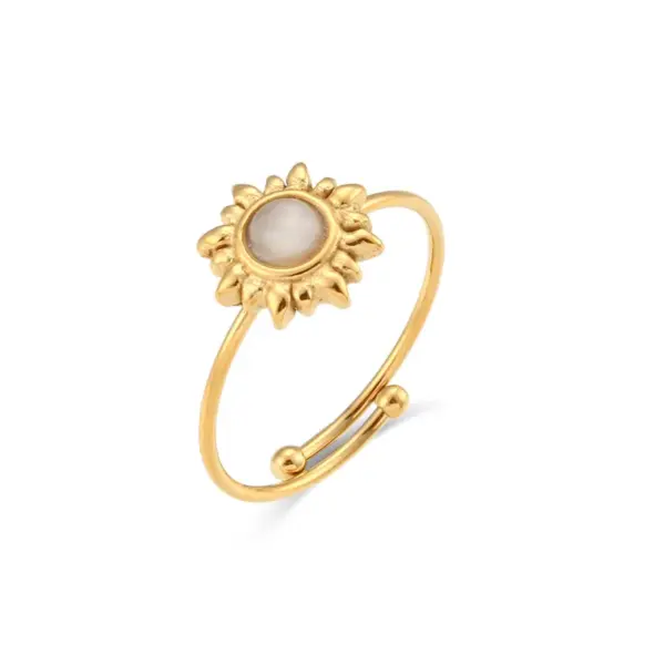 PVD Coated Real Gold Plated 18K Gold Sun 304 Stainless Steel Fashion Waterproof Non Tarnish Open Rings