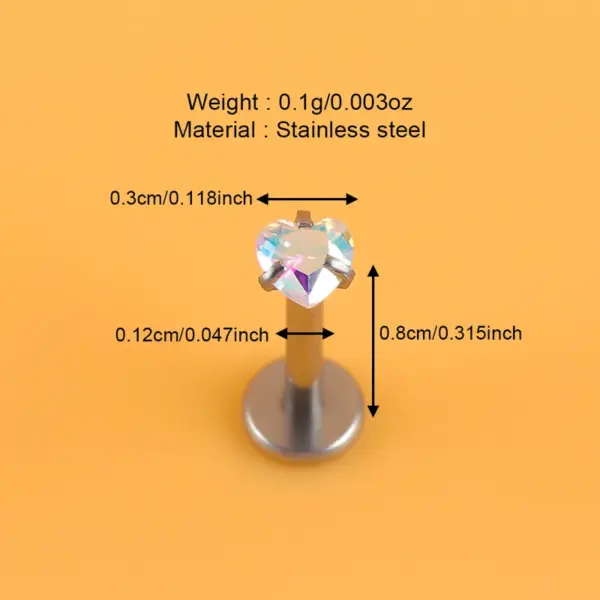 1 Piece Lip Rings Simple Style Classic Style Shiny Round Heart Shape 316L Stainless Steel Waterproof Non Tarnish Surgical Steel Non-Electroplating Lip Rings