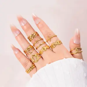 Wholesale PVD Coated Cross Eye Solid Color 304 Stainless Steel Casual Simple Style Waterproof Non Tarnish Open Ring