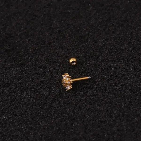 316L Stainless Steel Copper Zircon Ear Cartilage Rings & Studs Geometric Waterproof Non Tarnish Surgical Steel Women'S