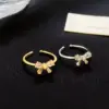 Wholesale Fashion Geometric Bow Knot Copper Rings Inlay Zircon Copper Rings