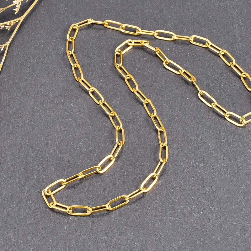Wholesale PVD Coated Real Gold Plated Geometric Titanium Steel Simple Style Waterproof Non Tarnish Necklace