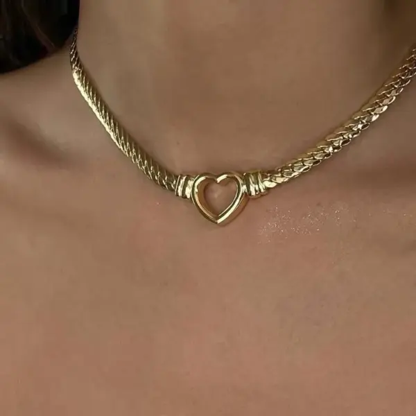 Wholesale Jewelry Lady Heart Shape Titanium Steel Plating Necklace
