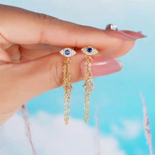 Wholesale Fashion Geometric Brass Gem Earrings Ear Studs