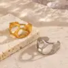 Wholesale Ion Plating (IP) 18K Gold Plated Irregular 304 Stainless Steel Elegant Glam Hip-Hop Waterproof Non Tarnish Open Rings