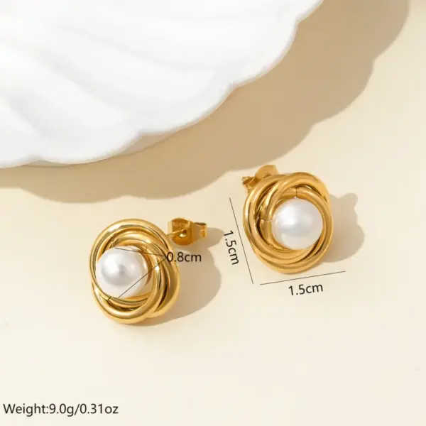 PVD Coated Real Gold Plated 14K Gold Geometric 304 Stainless Steel Elegant Simple Style Waterproof Non Tarnish Rings Earrings Necklace