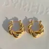 1 Pair Simple Style Twist Titanium Steel Plating 18k Gold Plated Hoop Earrings