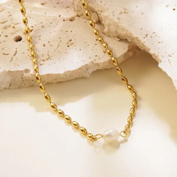 304 Stainless Steel Plastic Geometric Ion Plating (IP) 18K Gold Plated Streetwear Waterproof Non Tarnish Beaded Chain Multicolor-Golden Yellow Jewelry Set