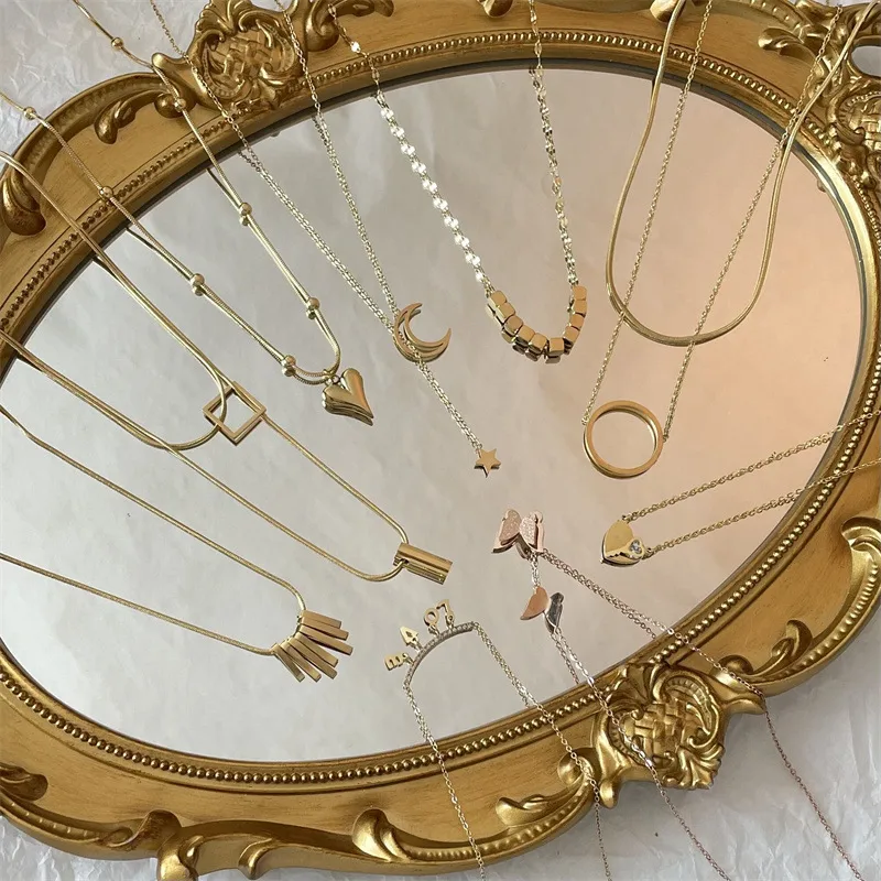 Wholesale PVD Coated 14K Gold Plated White Gold Plated Heart Shape Titanium Steel Fashion Waterproof Non Tarnish Titanium Steel Pendant Necklace