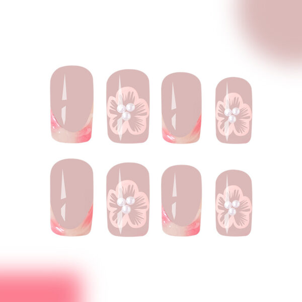 Wholesale Short bright face generous armour Europe and the United States cross-border foreign trade French relief flower pearl detachable wear nail art 24 pieces