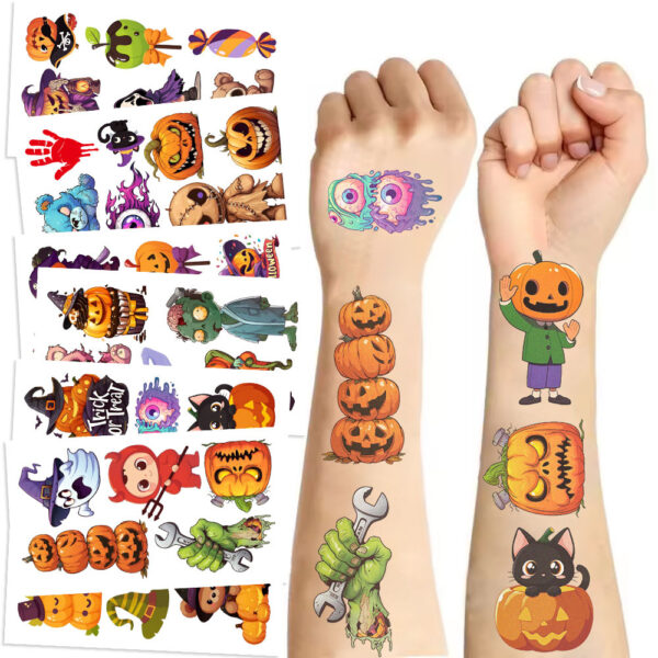 Wholesale Cross-border New Halloween Tattoo Stickers Waterproof Party Party Gifts Funny Fun Face Stickers Cross-border