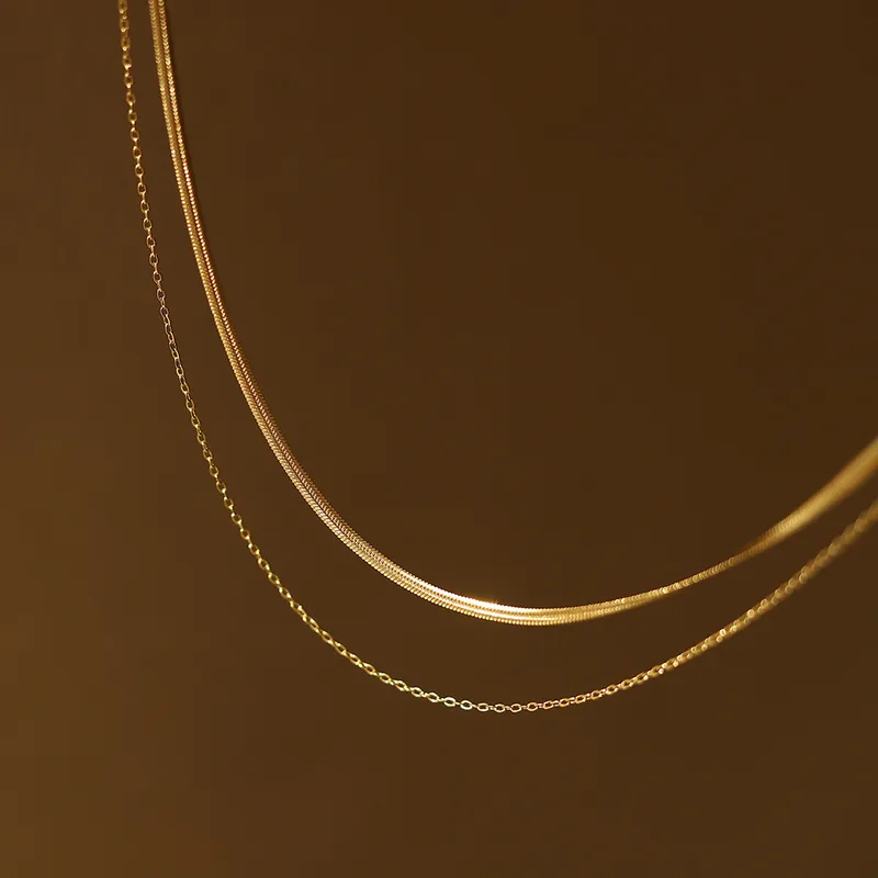 Wholesale Real Gold Plated 304 Stainless Steel Fashion Waterproof Non Tarnish Layered Necklaces