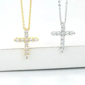 Wholesale Fashion Cross Copper Zircon Necklace Wholesale