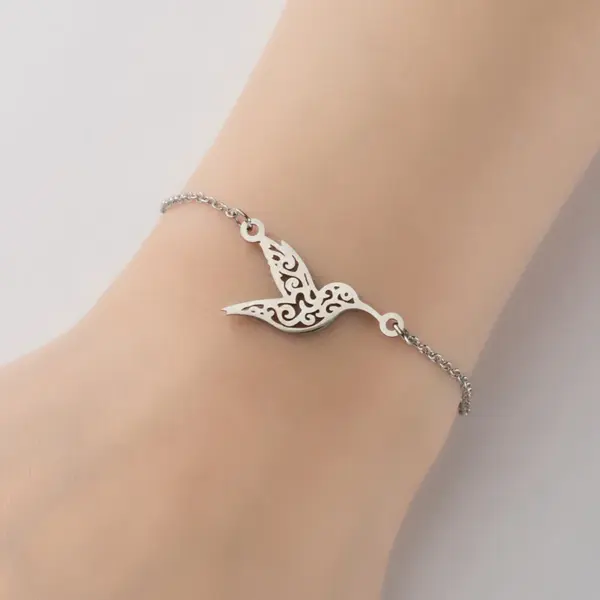 Wholesale PVD Coated 18K Gold Real Gold Plated Hummingbird 201 Stainless Steel Casual Simple Style Waterproof Non Tarnish 201 Stainless Steel Bracelets