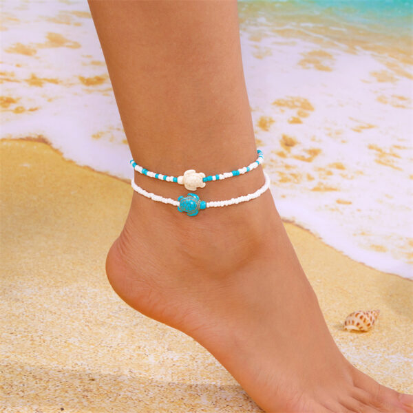 Wholesale Cross-border New Style Cool Creative Fresh Ins Vacation Ocean Style Fashionable Rice Beads Stacked with Starfish Turtle Foot for Women