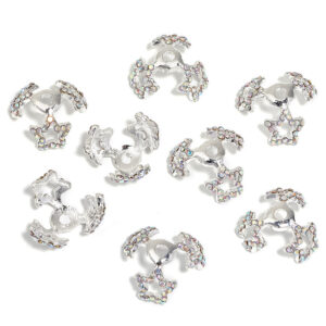 Diamond-studded five-pointed star flower holder - silver / 21mm (1 pack/10 pieces)