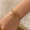 Ion Plating (IP) 18K Gold Real Gold Plated Heart Shape Flower Bow Knot 304 Stainless Steel Lady Waterproof Non Tarnish 304 Stainless Steel Bracelets