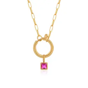 July Rose Red Stone Necklace XS-09-07