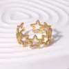 PVD Coated Real Gold Plated 18K Gold Pentagram Star 304 Stainless Steel Modern Style Simple Style Waterproof Non Tarnish Open Rings
