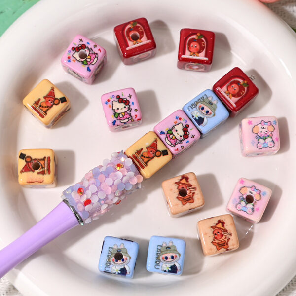 Wholesale Cartoon square bead printed character bead